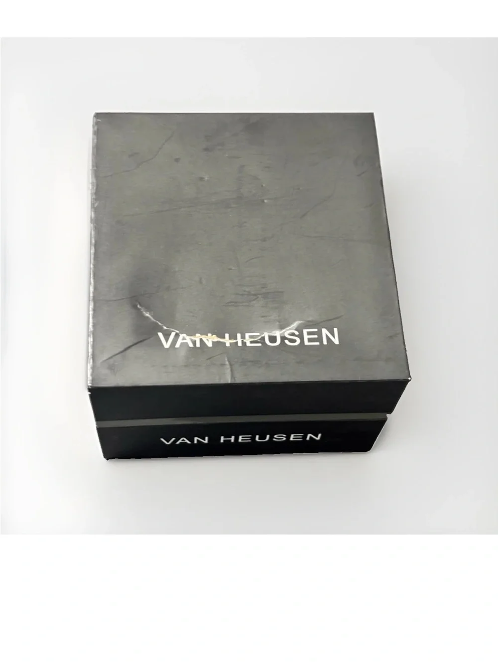 Van Heusen Gold Tone & Black Leather Dress Watch